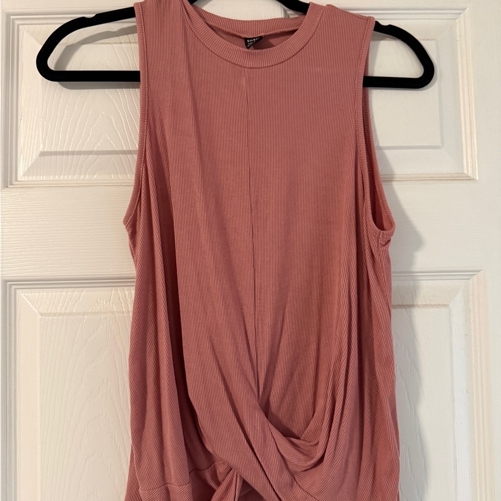SHEIN Sleeveless Dusty Rose Twist Front Top